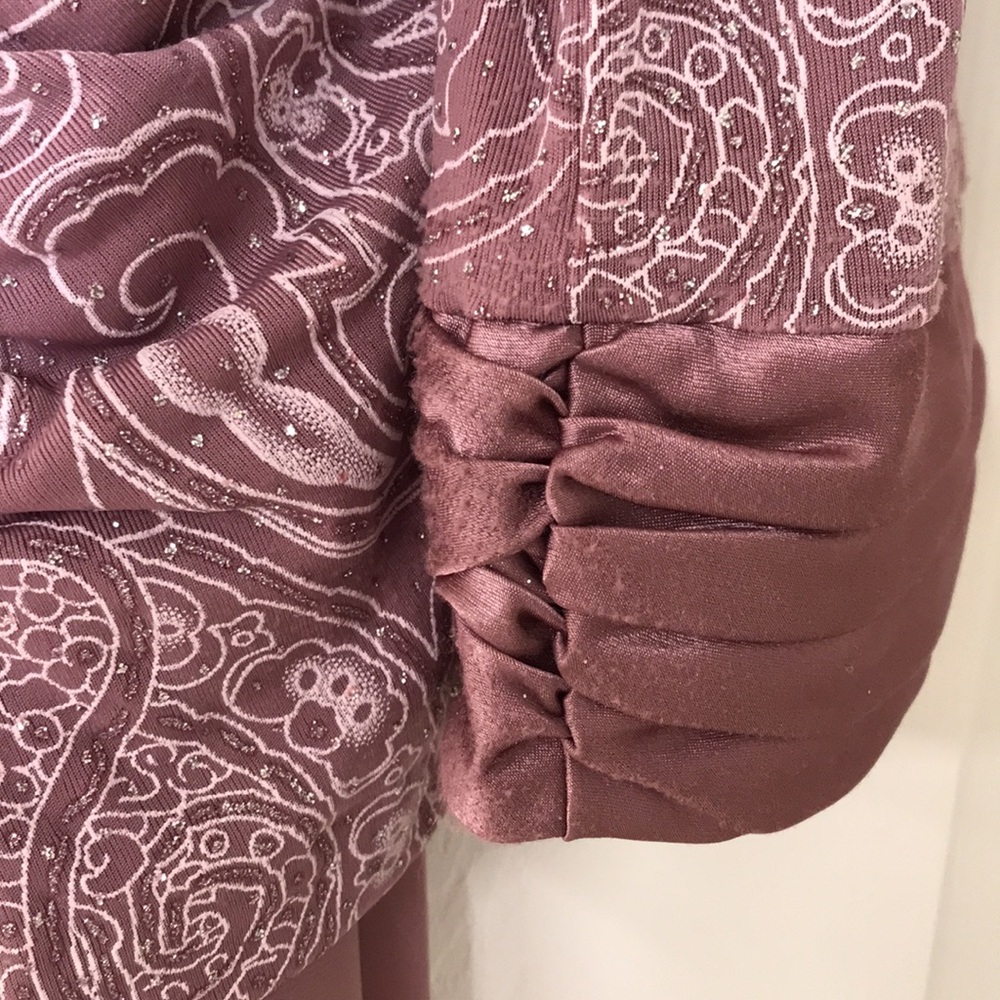 Oblique 2 Piece Sparkly Crepe Chiffon & Satin Dusty Rose Jacket & Skirt; Size10 - Picture 16 of 16